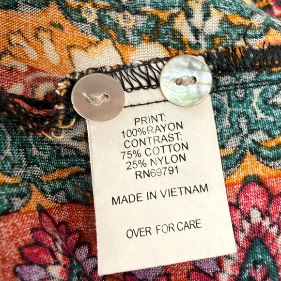 Figueroa & Flower Women Bohemian Tunic Blouse Floral Print Lace Panel Top XL - Picture 6 of 8